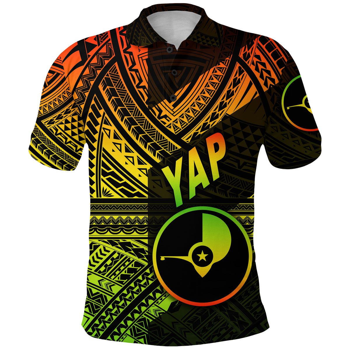 FSM Yap Polo Shirt Original Style Reggae LT8 - Polynesian Pride