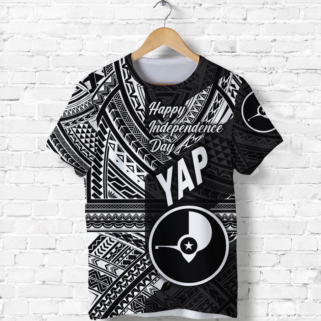 FSM Yap T Shirt Happy Independence Day Original Vibes Black LT8 - Polynesian Pride