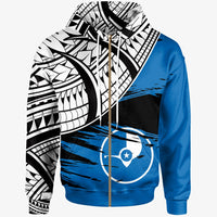 Yap Custom Zip Hoodie Yap Flag Style With Claw Pattern Unisex Blue - Polynesian Pride