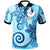 Yap Polo Shirt Tribal Plumeria Pattern Unisex Blue - Polynesian Pride