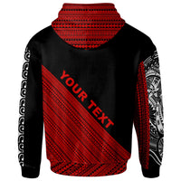 Kosrae Custom Hoodie Diagonal Pattern White Red - Polynesian Pride