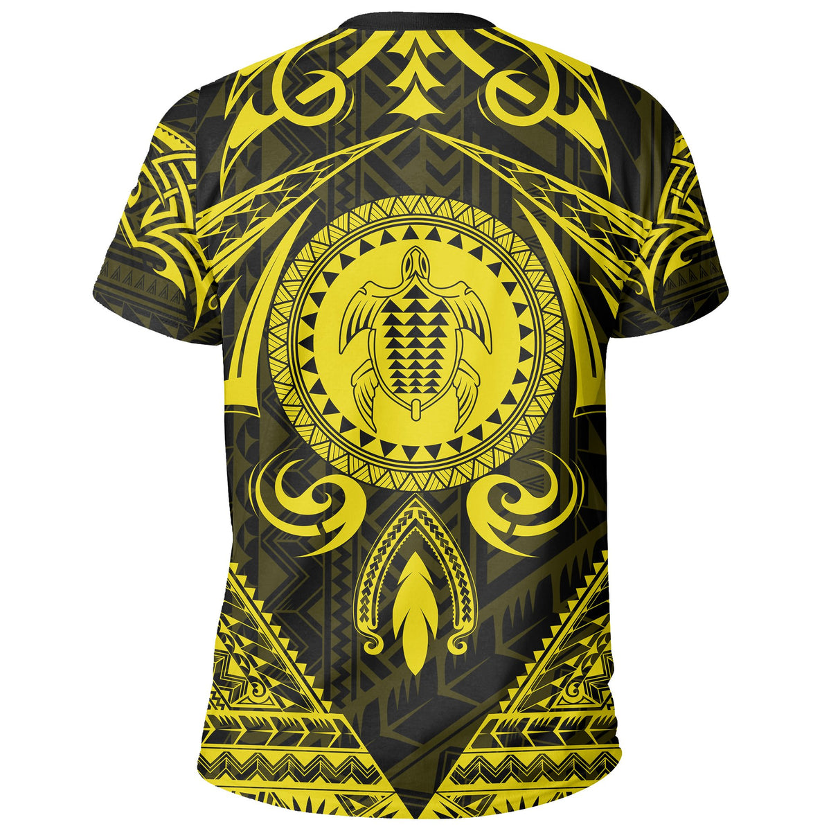 Hawaii Map Kanaka Turtle Polynesian T Shirt Circle Style Yellow - Polynesian Pride