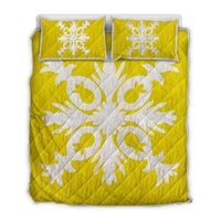 Hawaiian Royal Pattern Quilt Bed Set - Yellow - F2 Style - AH Yellow - Polynesian Pride