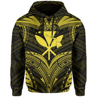 Polynesian Kanaka Shark Turtle Manta Ray Map of Hawaii Hoodie Yellow - Polynesian Pride