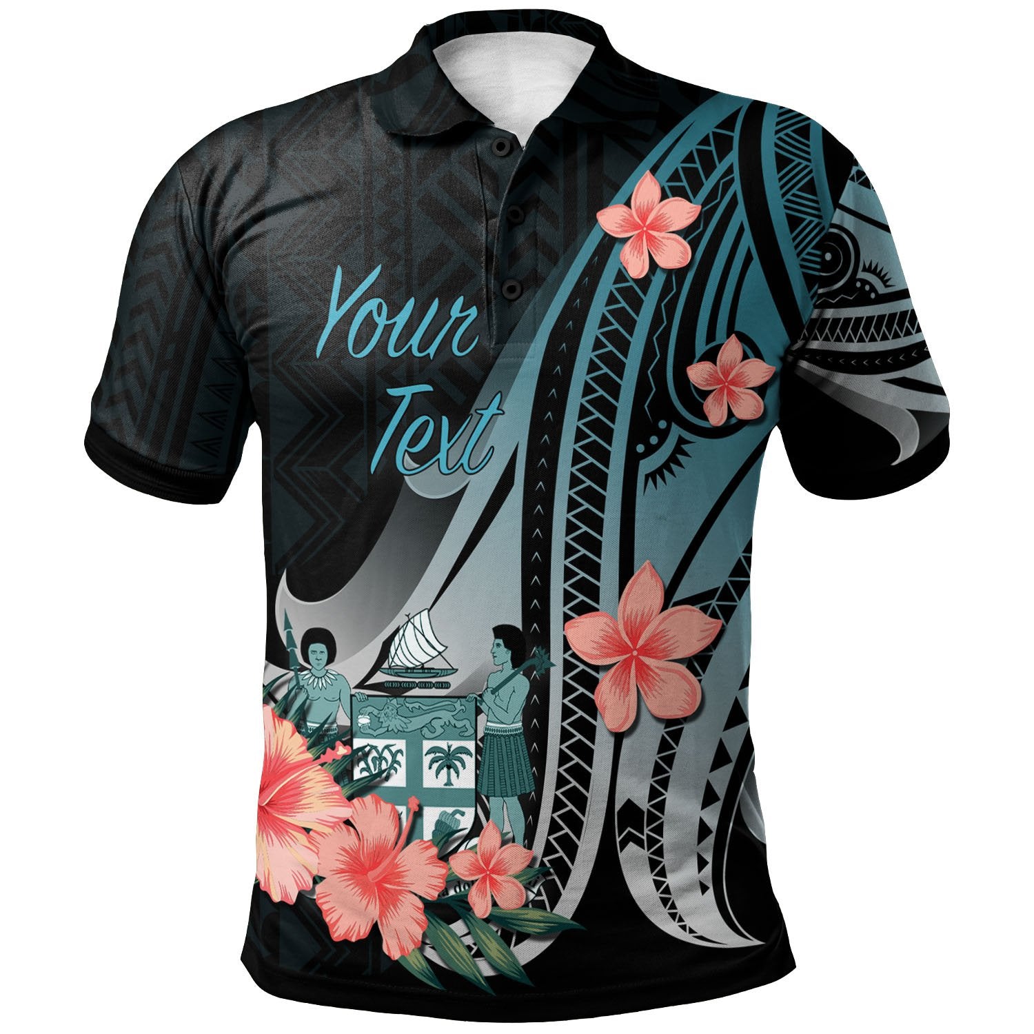 Fiji Custom Polo Shirt Turquoise Polynesian Hibiscus Pattern Style Unisex Turquoise - Polynesian Pride