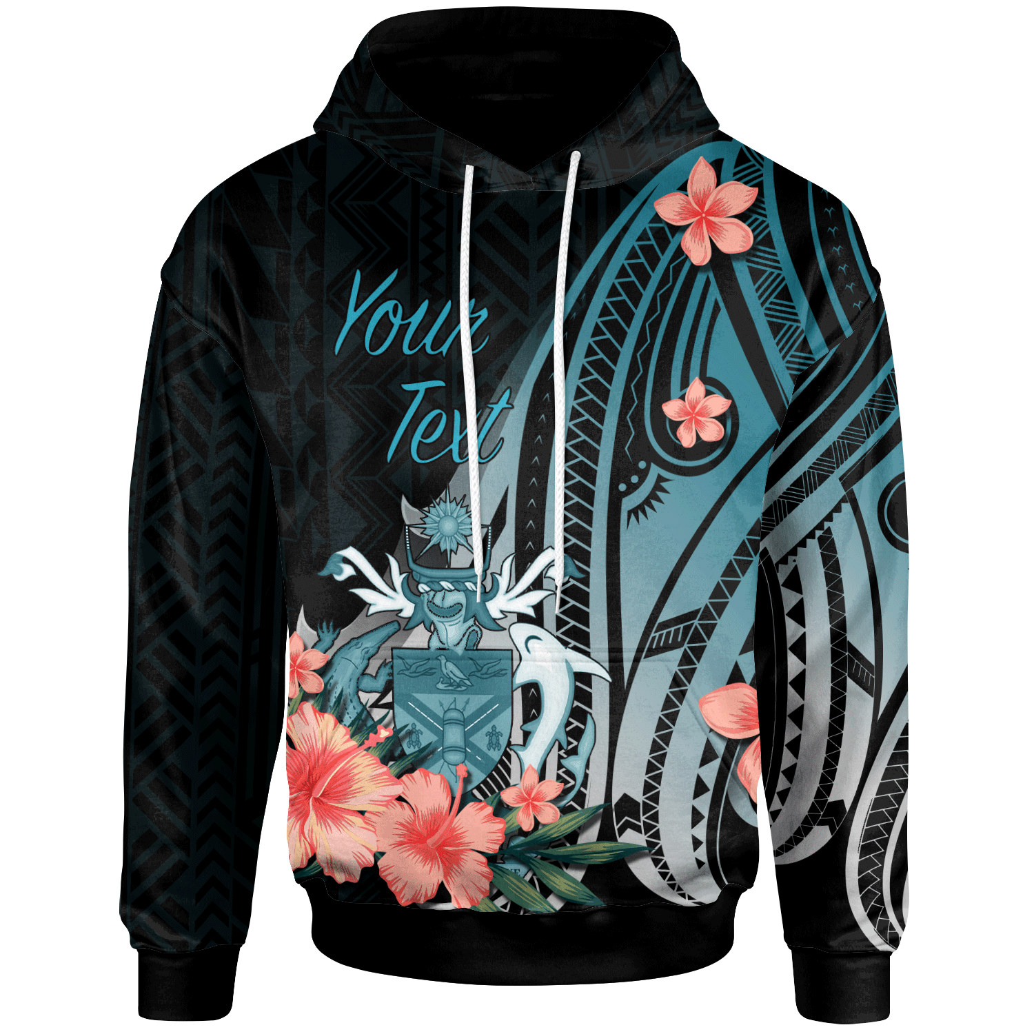 Solomon Islands Custom Hoodie Turquoise Polynesian Hibiscus Pattern Style Unisex Turquoise - Polynesian Pride