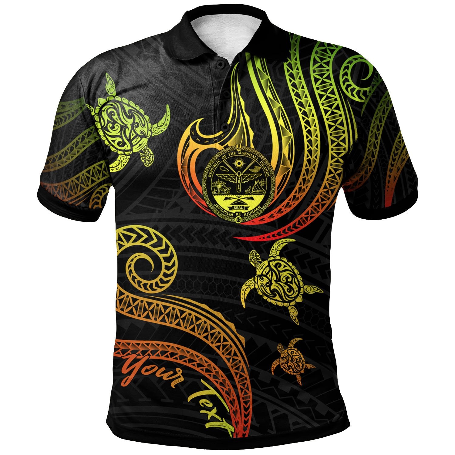 Marshall Islands Custom Polo Shirt Polynesian Turtle With Pattern Reggae Unisex Reggae - Polynesian Pride