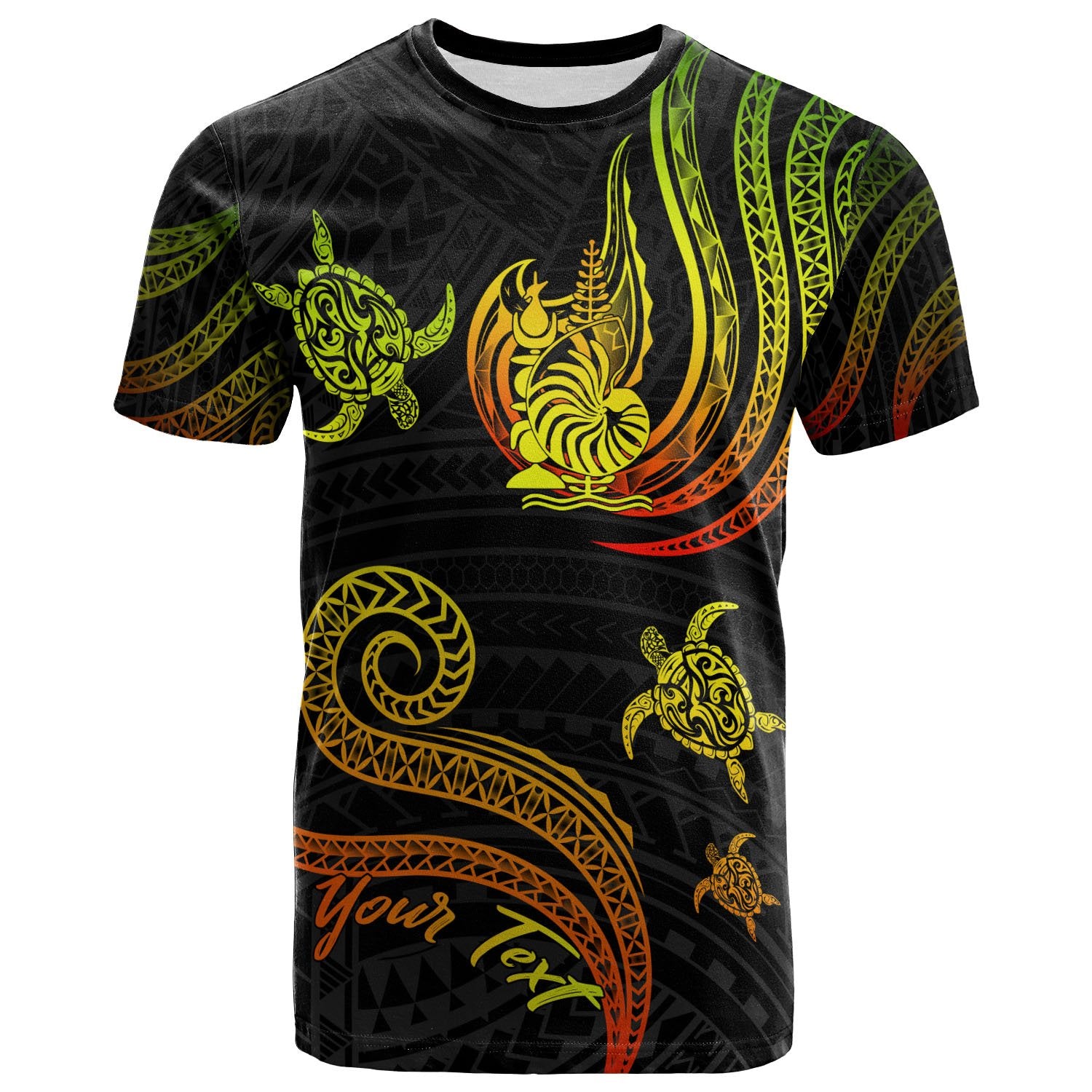 New Caledonia Custom T Shirt Polynesian Turtle With Pattern Reggae Unisex Art - Polynesian Pride