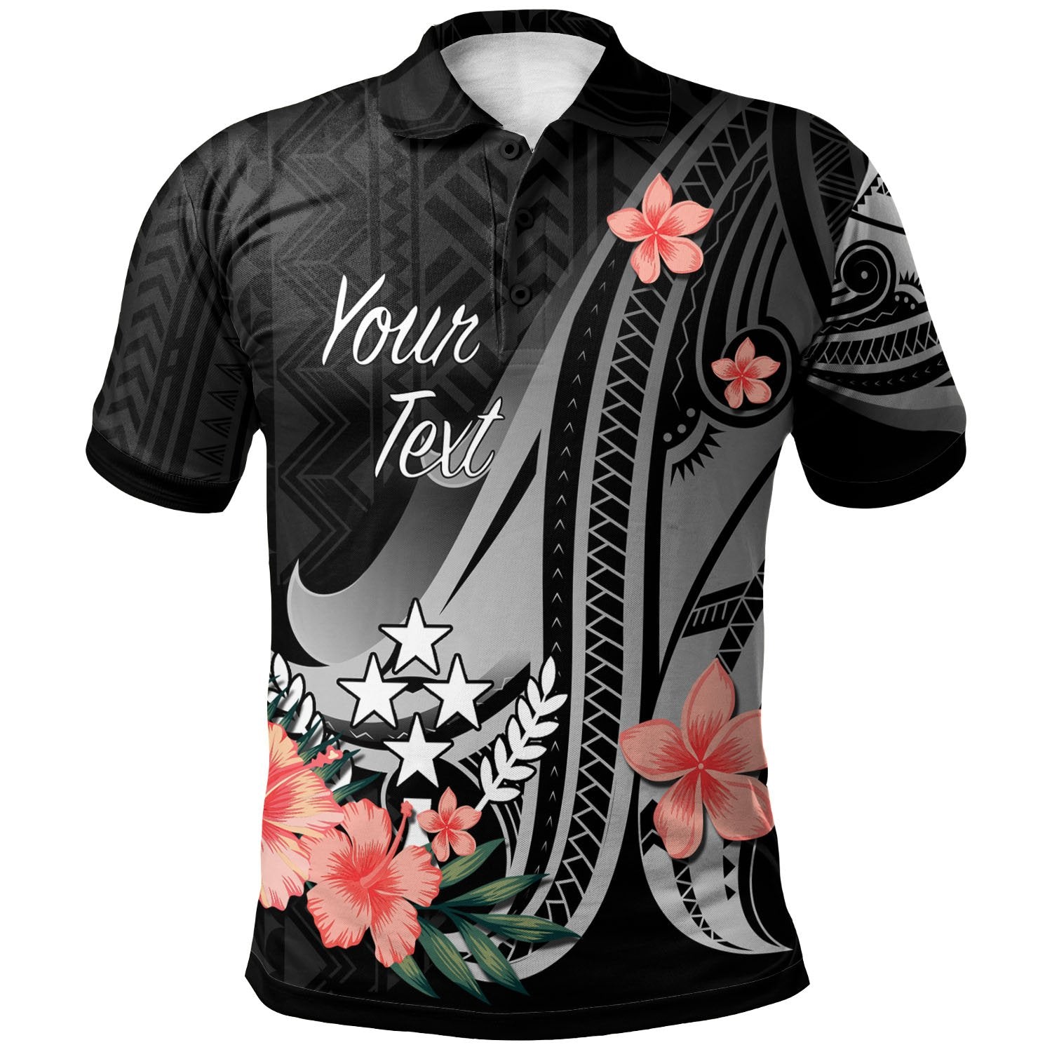 Kosrae Custom Polo Shirt Polynesian Hibiscus Pattern Style Unisex Black - Polynesian Pride
