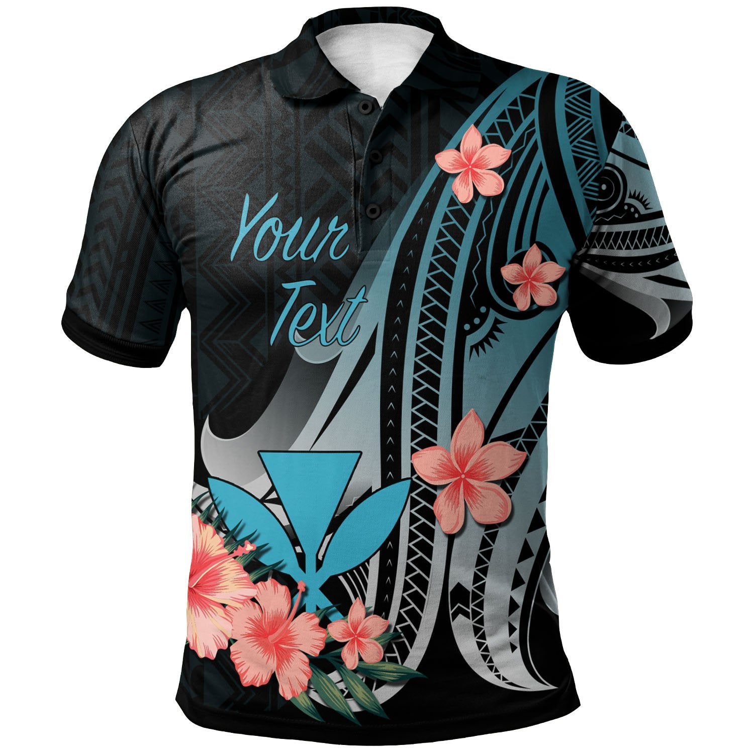 Kanaka Maoli Custom Polo Shirt Turquoise Polynesian Hibiscus Pattern Style Unisex Turquoise - Polynesian Pride