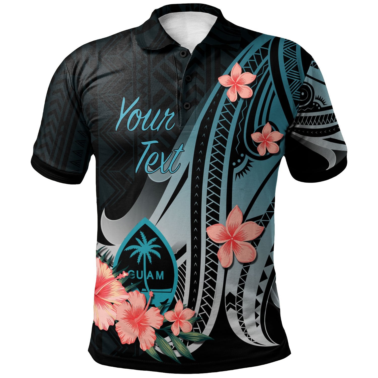 Guam Custom Polo Shirt Turquoise Polynesian Hibiscus Pattern Style Unisex Turquoise - Polynesian Pride