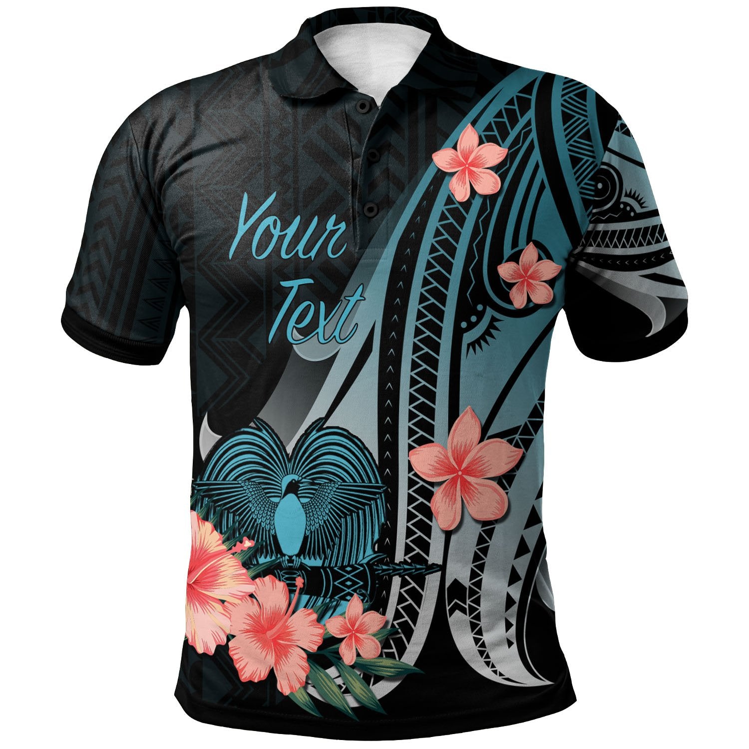 Papua New Guinea Custom Polo Shirt Turquoise Polynesian Hibiscus Pattern Style Unisex Turquoise - Polynesian Pride