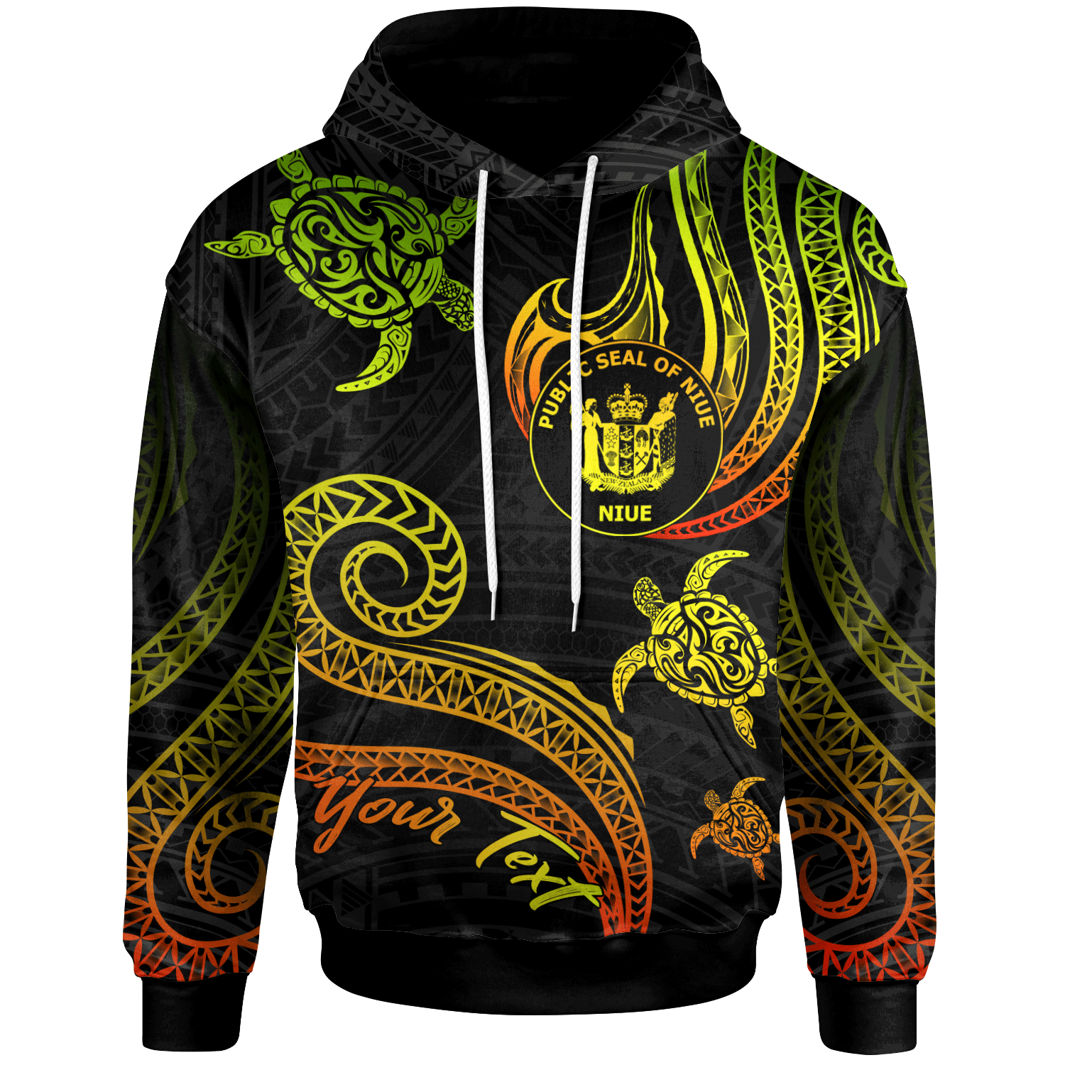 Niue Custom Hoodie Polynesian Turtle With Pattern Reggae Unisex Reggae - Polynesian Pride