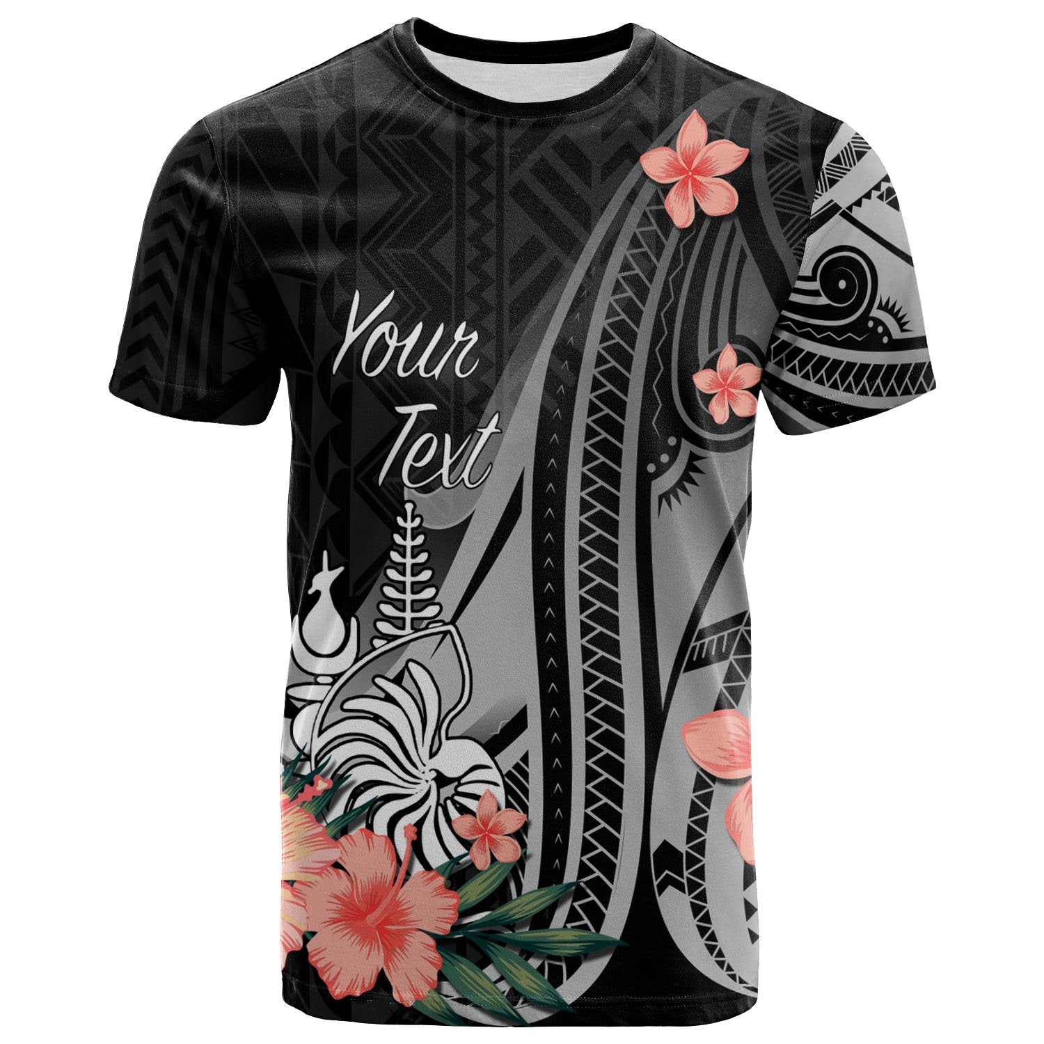 New Caledonia Custom T Shirt Polynesian Hibiscus Pattern Style Unisex Black - Polynesian Pride