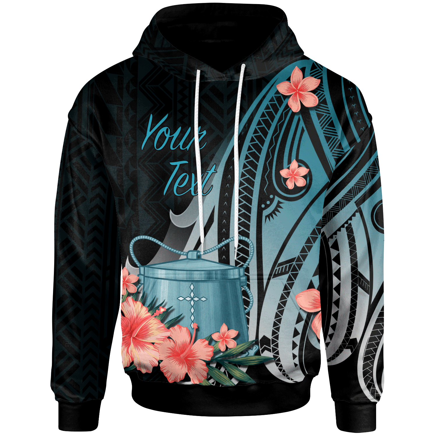 Tokelau Custom Hoodie Turquoise Polynesian Hibiscus Pattern Style Unisex Turquoise - Polynesian Pride