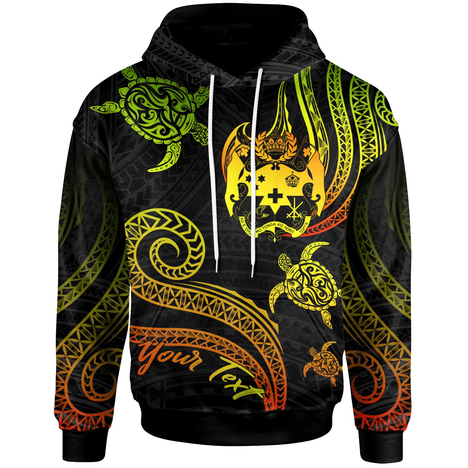 Tonga Custom Hoodie Polynesian Turtle With Pattern Reggae Unisex Reggae - Polynesian Pride