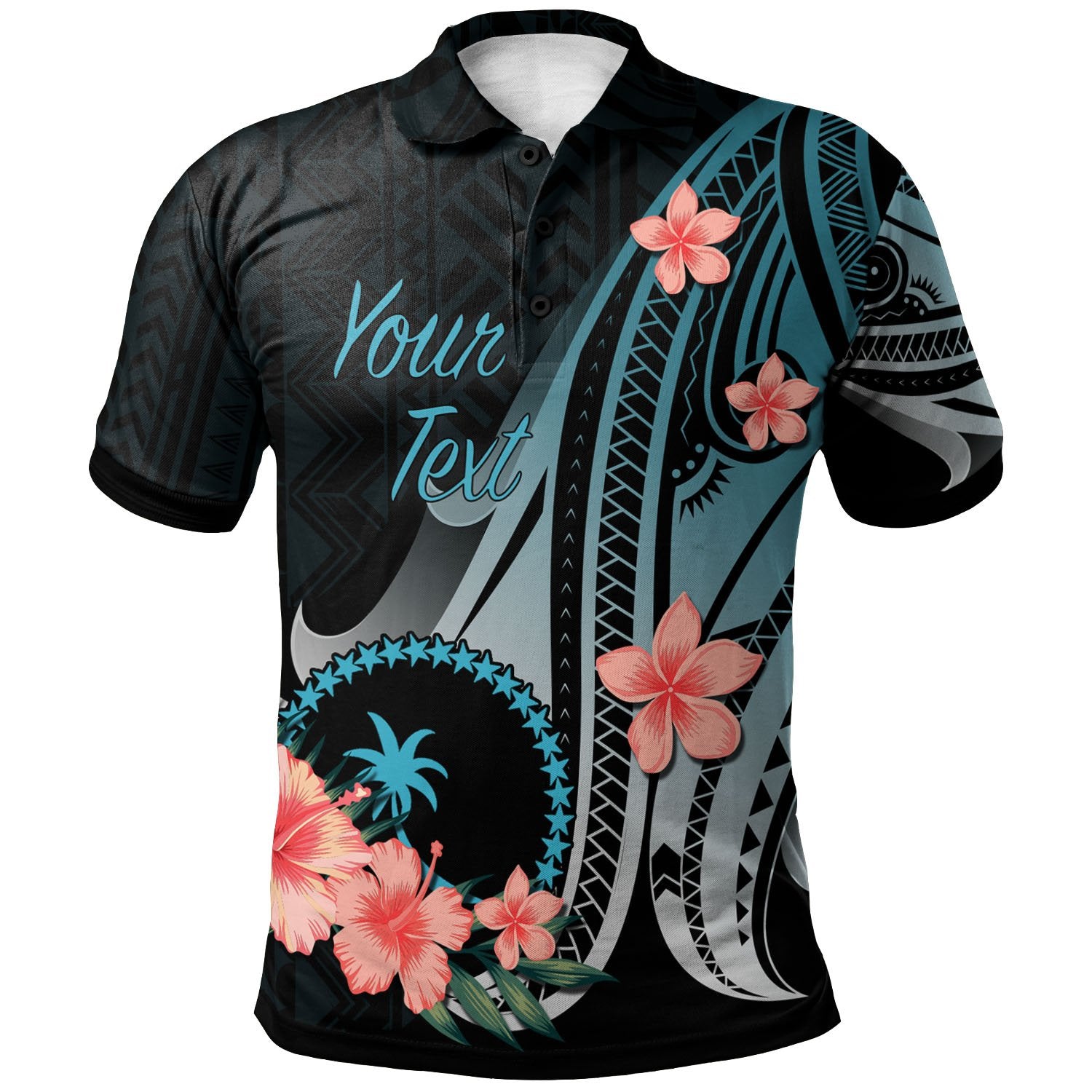 Chuuk Custom Polo Shirt Turquoise Polynesian Hibiscus Pattern Style Unisex Turquoise - Polynesian Pride