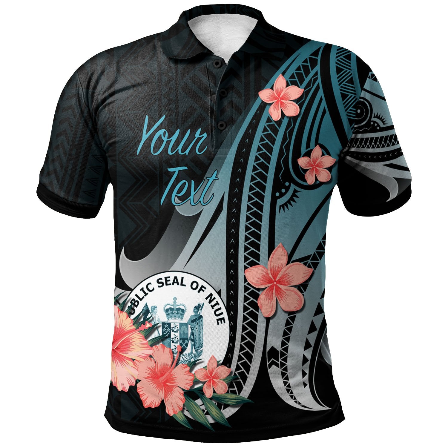 Niue Custom Polo Shirt Turquoise Polynesian Hibiscus Pattern Style Unisex Turquoise - Polynesian Pride