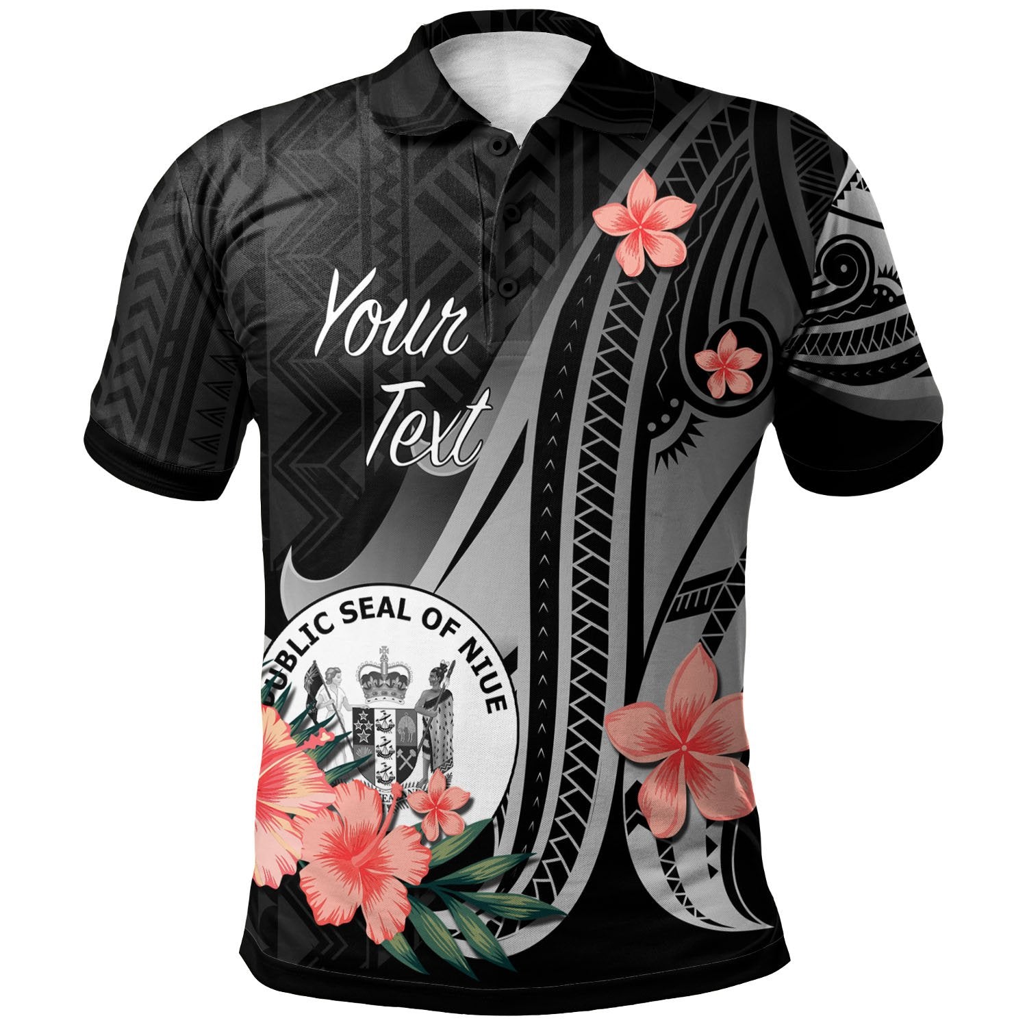 Niue Custom Polo Shirt Polynesian Hibiscus Pattern Style Unisex Black - Polynesian Pride