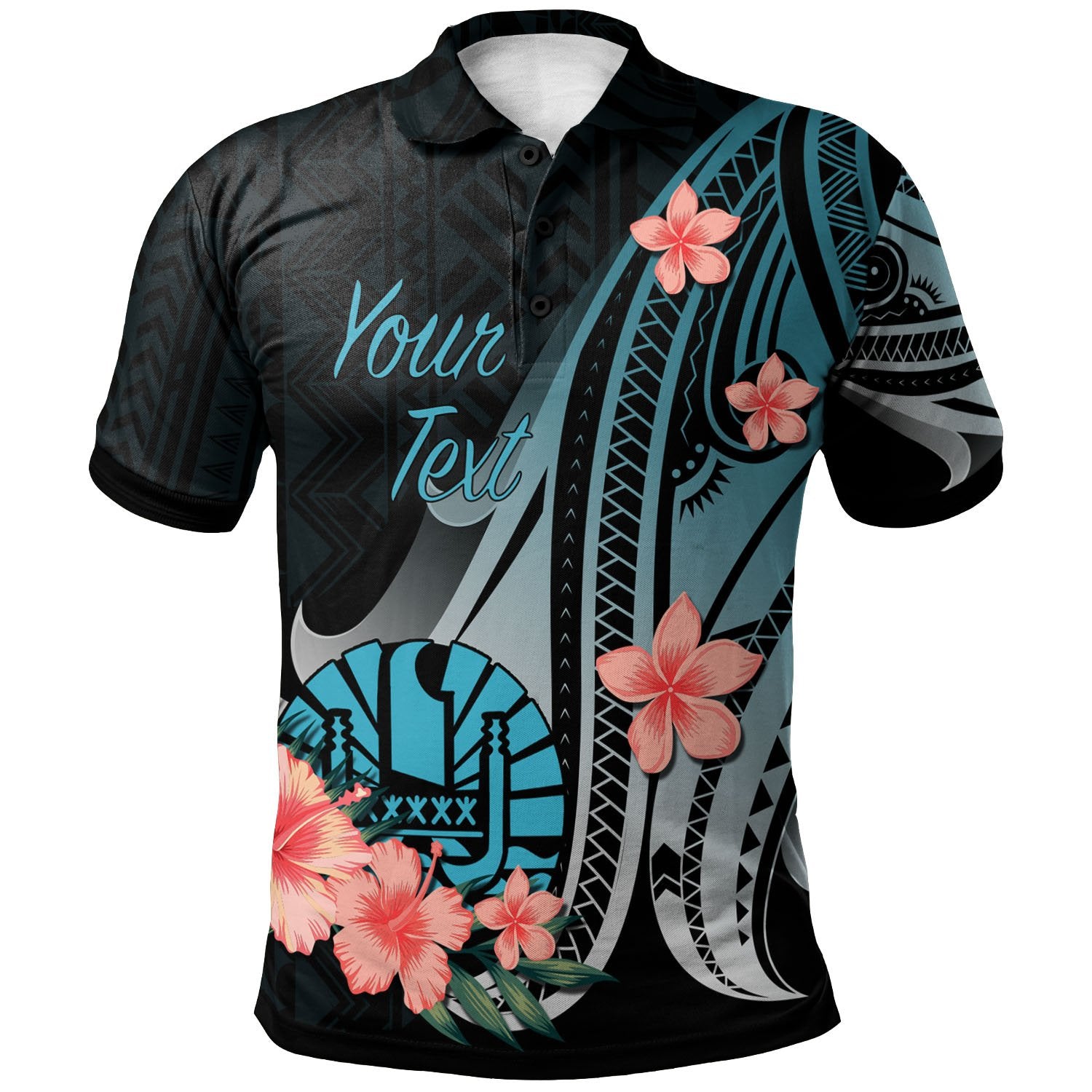 Tahiti Custom Polo Shirt Turquoise Polynesian Hibiscus Pattern Style Unisex Turquoise - Polynesian Pride