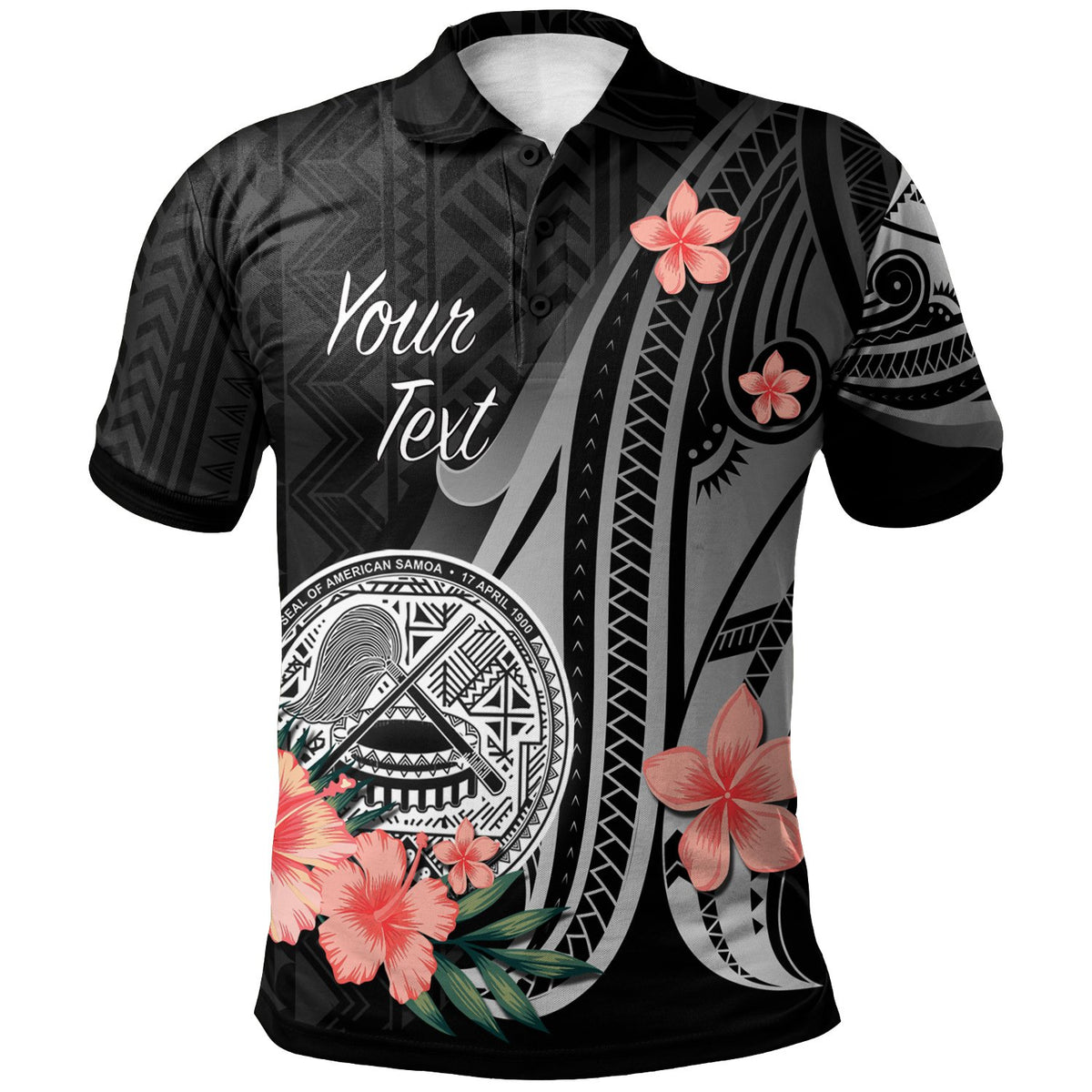 American Samoa Custom Polo Shirt Polynesian Hibiscus Pattern Style Unisex Black - Polynesian Pride