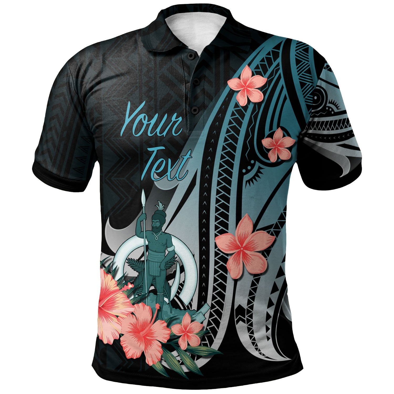 Vanuatu Custom Polo Shirt Turquoise Polynesian Hibiscus Pattern Style Unisex Turquoise - Polynesian Pride