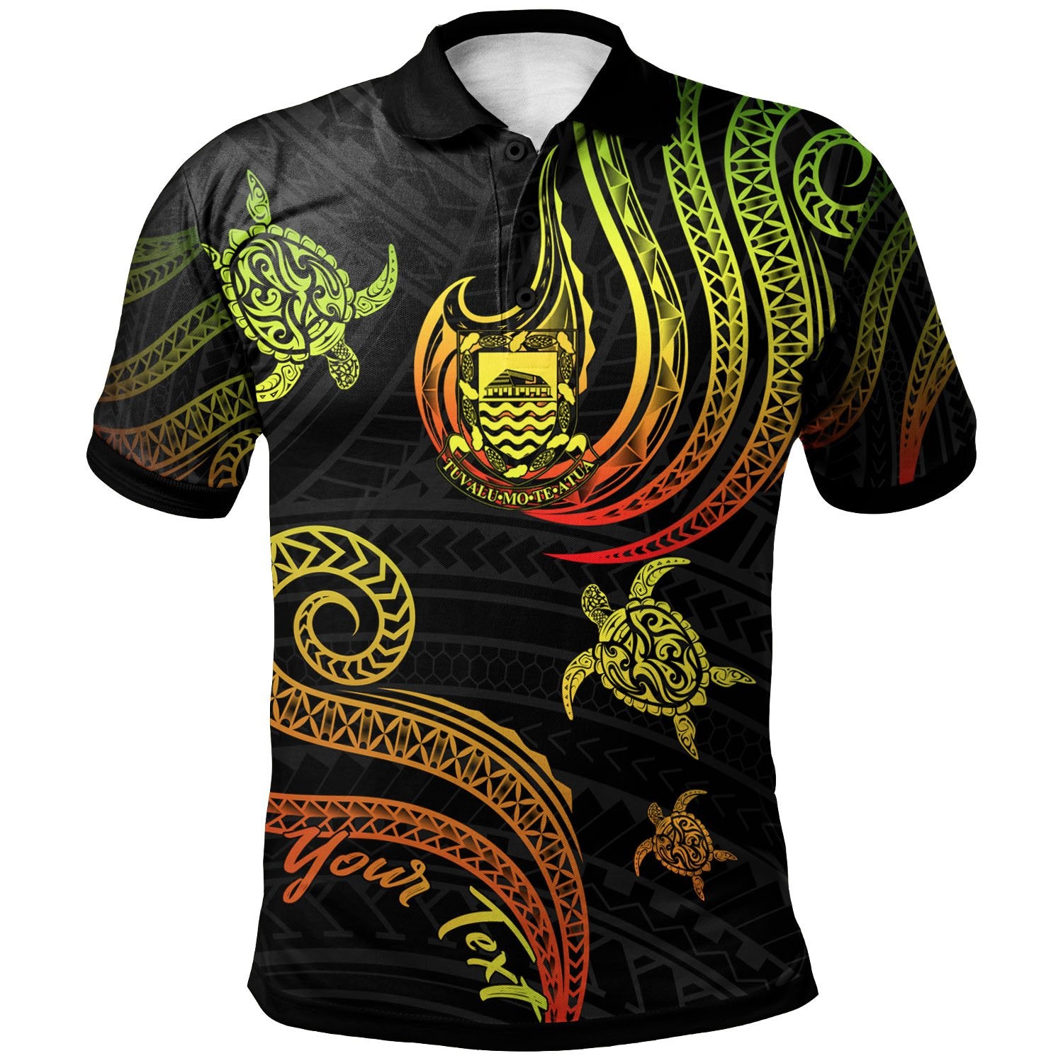 Tuvalu Custom Polo Shirt Polynesian Turtle With Pattern Reggae Unisex Reggae - Polynesian Pride