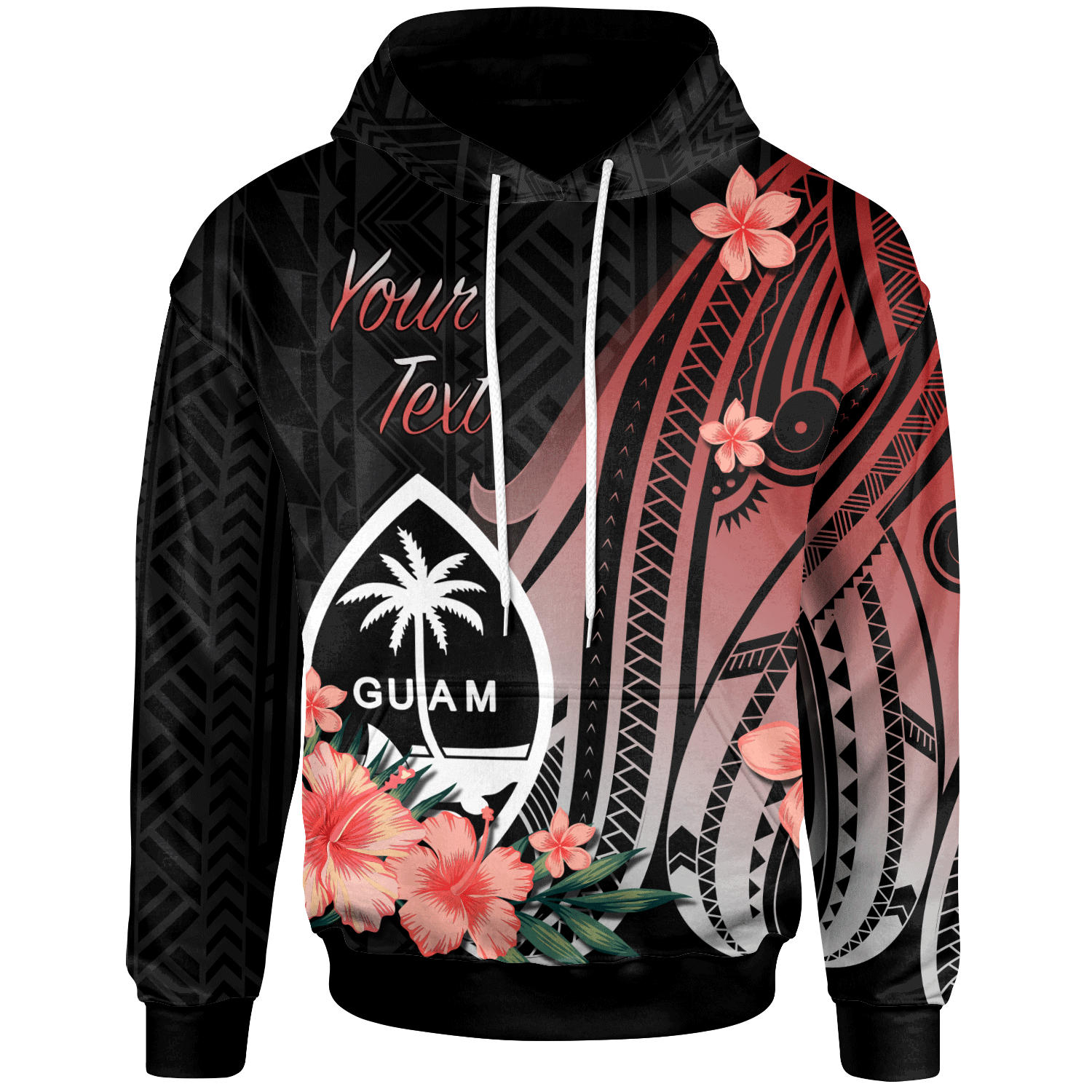 Guam Custom Hoodie Red Polynesian Hibiscus Pattern Style Unisex Red - Polynesian Pride