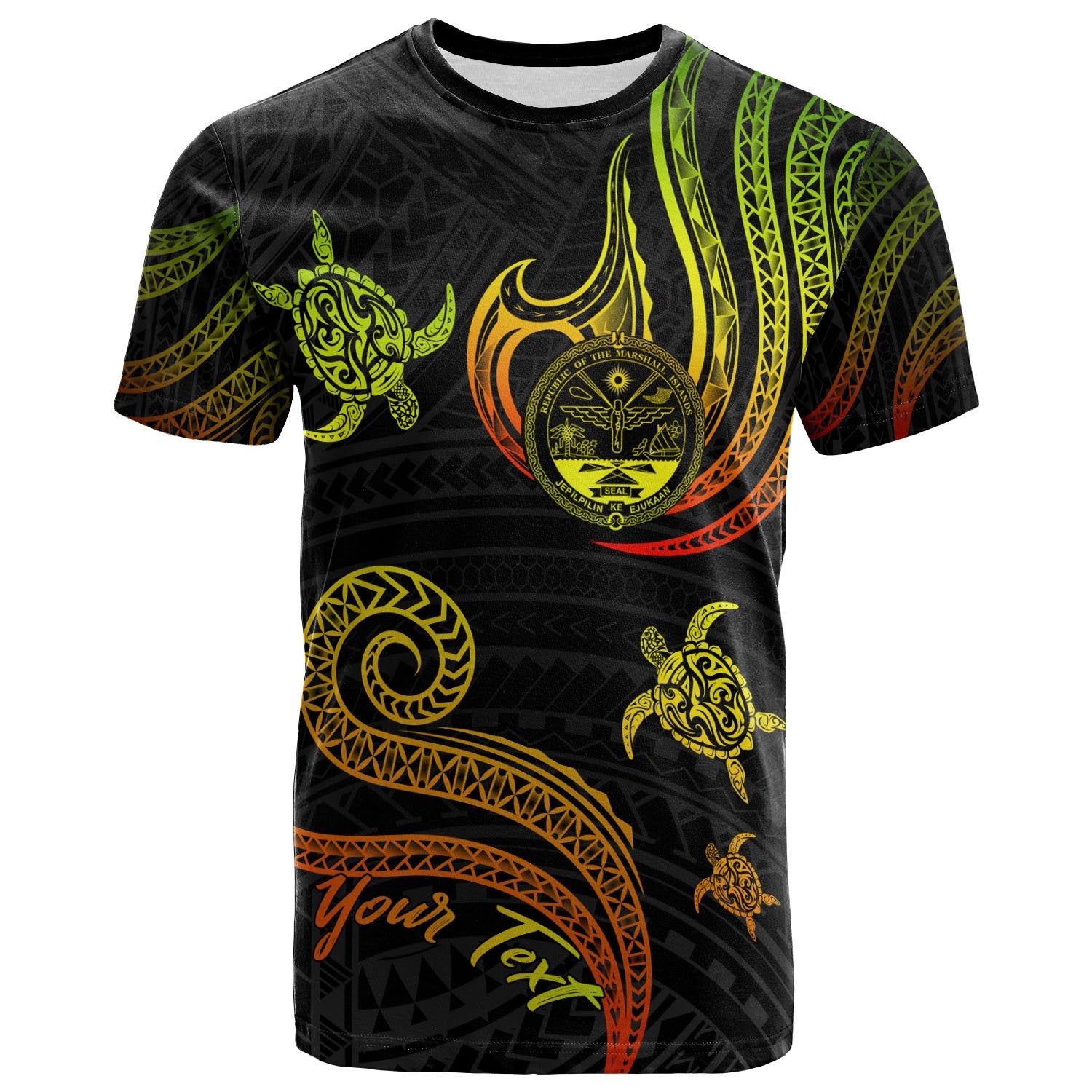 Marshall Islands Custom T Shirt Polynesian Turtle With Pattern Reggae Unisex Art - Polynesian Pride