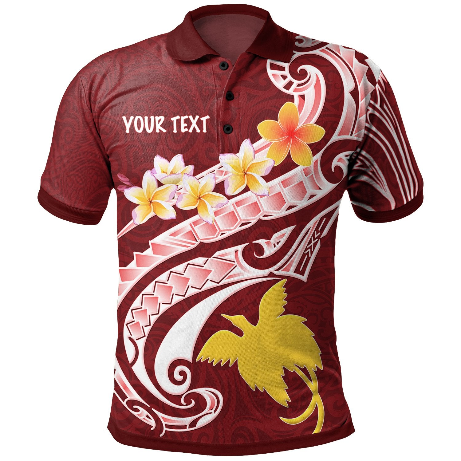 Papua New Guinea Custom Polo Shirt PNG Seal Polynesian Patterns Plumeria Unisex Red - Polynesian Pride