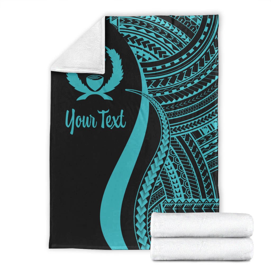 Pohnpei Custom Personalised Premium Blanket - Turquoise Polynesian Tentacle Tribal Pattern - Polynesian Pride