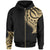 Federated States of Micronesia Zip Hoodie Federated States of Micronesia Tatau Gold Patterns With Coat of Arms Unisex Black - Polynesian Pride