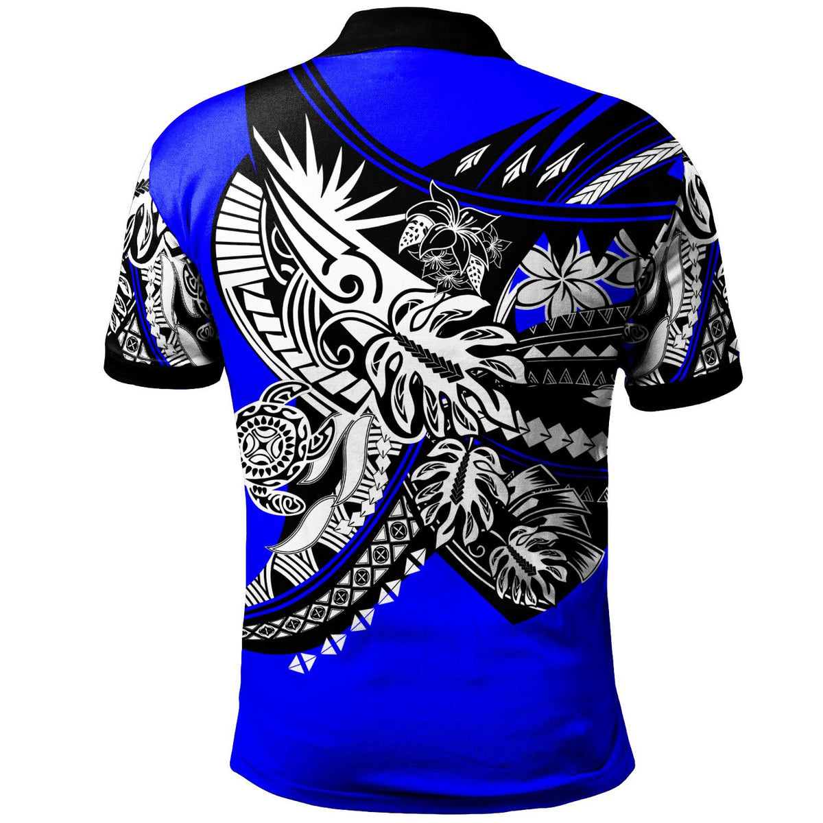 Tuvalu Polo Shirt Tribal Jungle Blue Pattern - Polynesian Pride