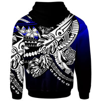 Fiji Zip Hoodie Tribal Jungle Pattern Blue Color - Polynesian Pride