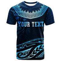 Samoa Custom T Shirt Serrated Pattern Blue Color - Polynesian Pride