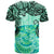 Cook Islands T-Shirt -Vintage Floral Pattern Green Color