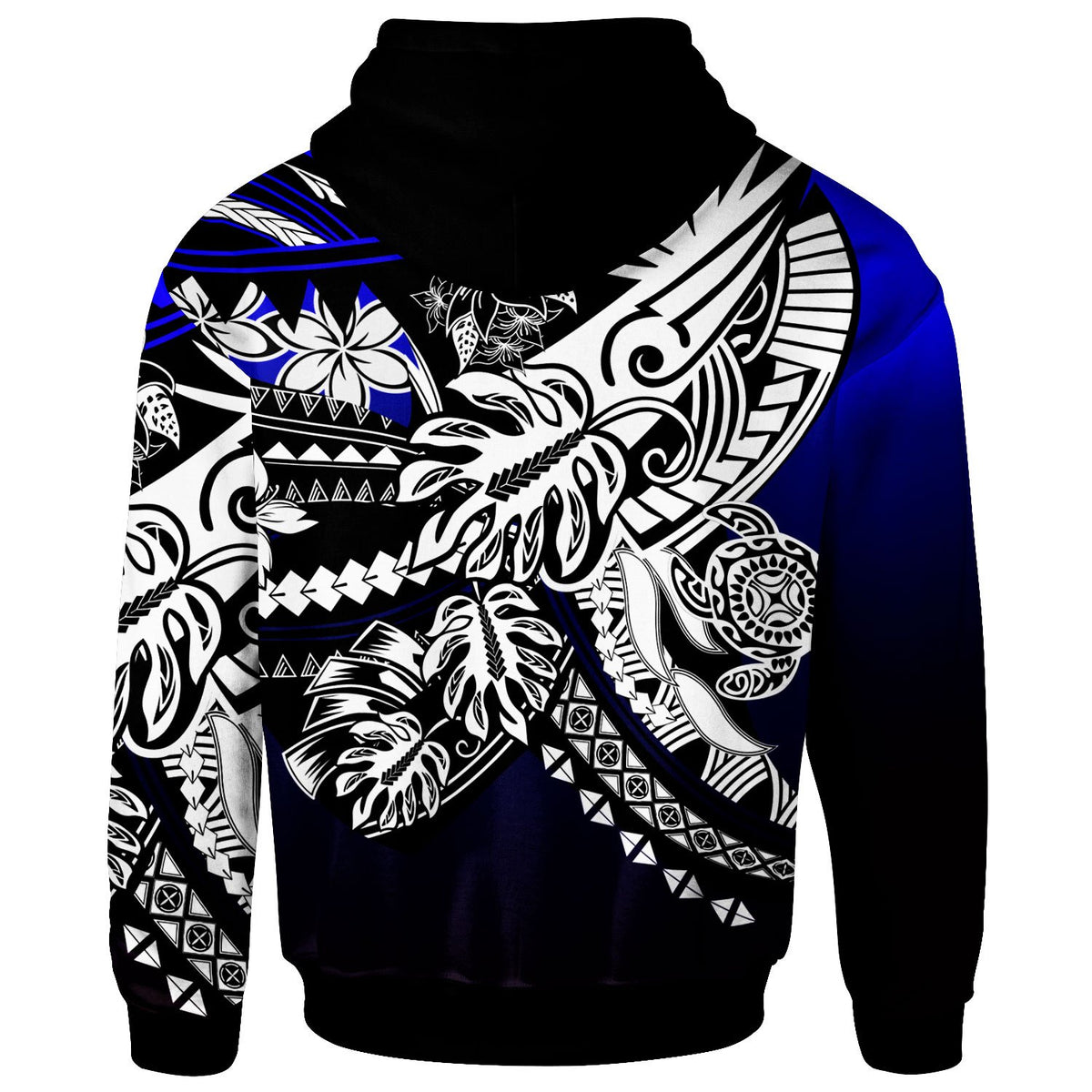 Guam Zip Hoodie Tribal Jungle Pattern Blue Color - Polynesian Pride