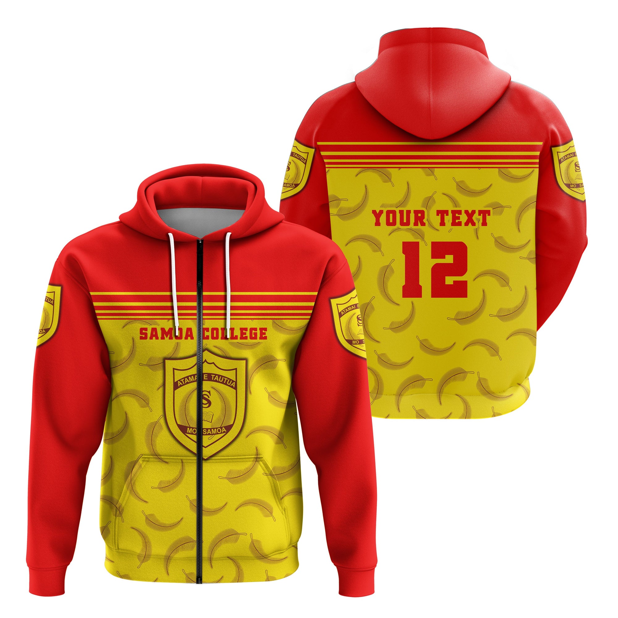 Custom Samoa College Zip Hoodie Sport Style Unisex Yellow - Polynesian Pride