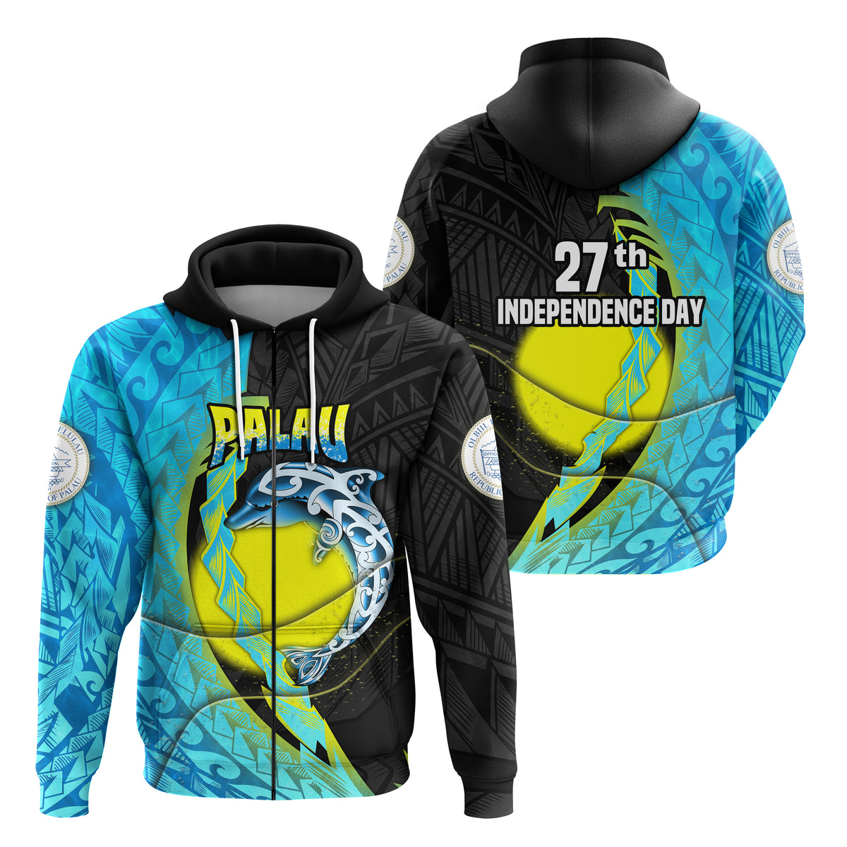 Palau Independence Day Zip up Hoodie Special Style LT16 Unisex Blue - Polynesian Pride