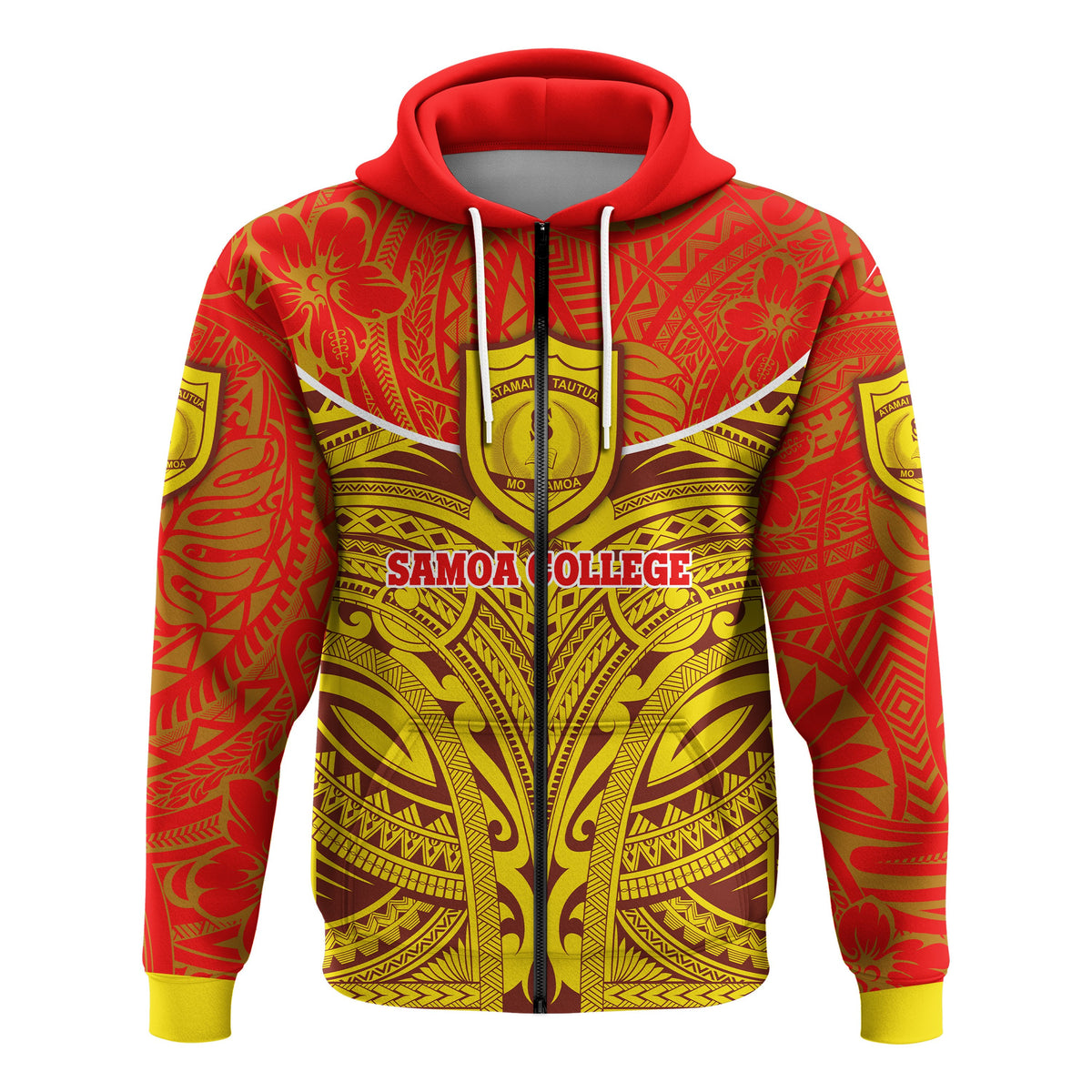 Custom Samoa College Zip Hoodie Polynesian Royal Style - Polynesian Pride