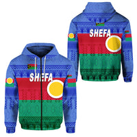 Shefa Province Zip Hoodie Vanuatu Pattern Traditional Style LT8 Unisex Blue - Polynesian Pride