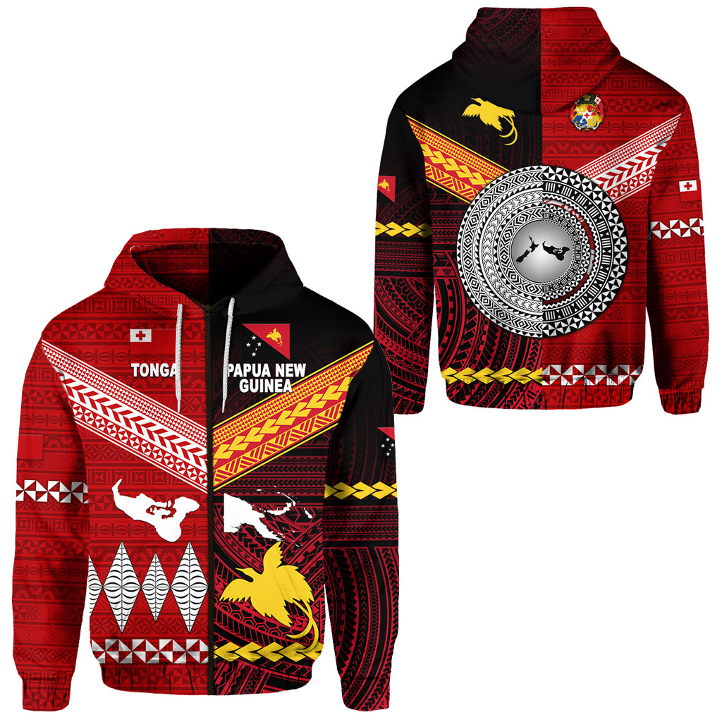 Papua New Guinea Tonga Zip Hoodie Polynesian Together Red LT8 Unisex Red - Polynesian Pride