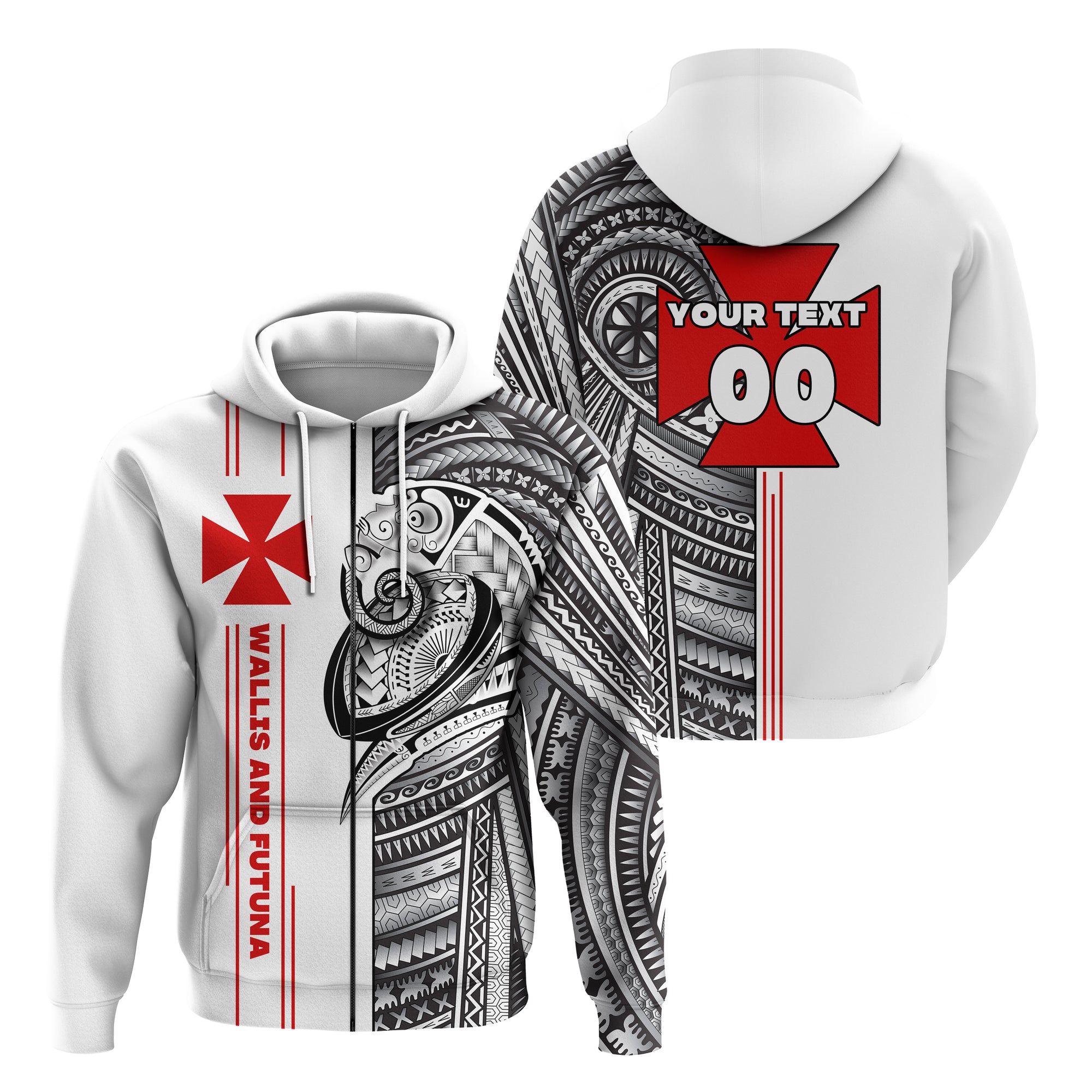 Custom Wallis and Futuna Zip Hoodie Polynesian Sport Style LT16 Unisex Red - Polynesian Pride