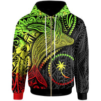 Chuuk Zip up Hoodie Humpback Whale & Coat of Arms Reggae Unisex Reggae - Polynesian Pride