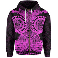 Polynesian Tattoo All Over Print Zip Hoodie Purple 2 Unisex Black - Polynesian Pride
