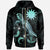 Nauru Polynesian Zip up Hoodie Turtle With Blooming Hibiscus Turquoise Unisex Turquoise - Polynesian Pride