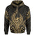 Guam Zip Hoodie Guam Seal Chamorro Tribal Gold Color Unisex Black - Polynesian Pride