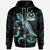 Vanuatu Polynesian Zip up Hoodie Turtle With Blooming Hibiscus Turquoise Unisex Turquoise - Polynesian Pride