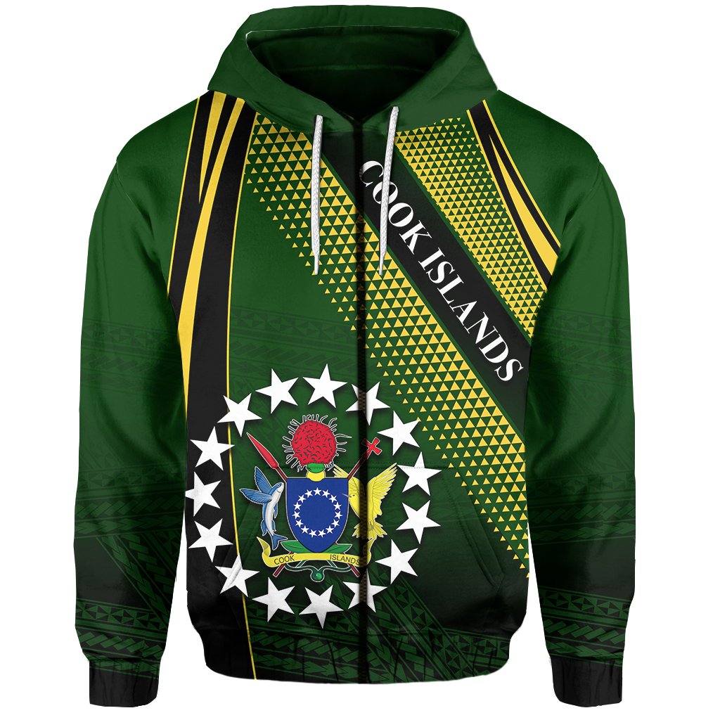 Cook Islands Zip Hoodie Special Style Unisex Green - Polynesian Pride