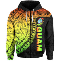 Guam Zip Hoodie Rugby Version Coat of Arms Polynesian Rasta Unisex Rasta - Polynesian Pride